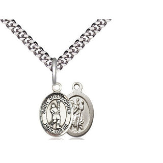 Pewter Saint Christopher Lacrosse Medal Religious and Catholic Jewelry