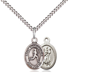 Pewter Saint Christopher Track&Field Medal Religious and Catholic Jewelry