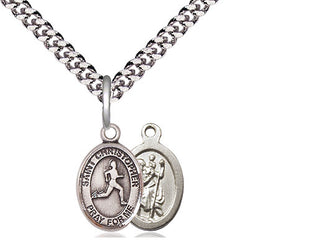 Pewter Saint Christopher Track&Field Medal Religious and Catholic Jewelry