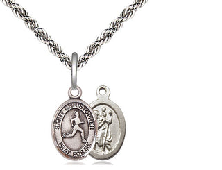 Sterling Silver Saint Christopher Track&Field Medal Religious and Catholic Jewelry