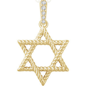 14K Gold .025 CTW Diamond Star of David Pendant