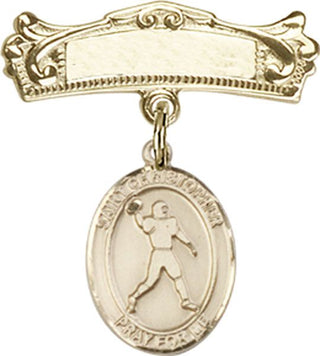 14kt Gold Filled Badge Pin St. Christopher/Football Baby Badge