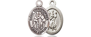Sterling Silver Saint Christopher Wrestling Medal Religious and Catholic Jewelry