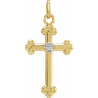 14K Yellow/White .01 CTW Natural Diamond Cross Pendant