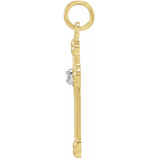 14K Yellow/White .01 CTW Natural Diamond Cross Pendant
