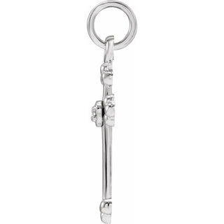 14K White .005 CT Natural Diamond Cross Pendant
