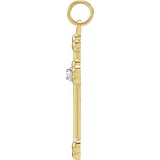 14K Yellow/White .005 CT Natural Diamond Cross Pendant