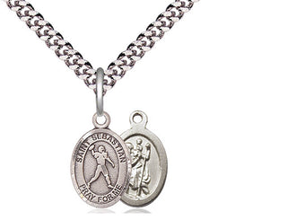 Pewter Saint Sebastian Football Medal Religious and Catholic Jewelry