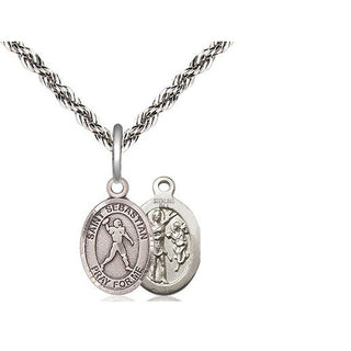 Sterling Silver Saint Sebastian Football Medal Religious and Catholic Jewelry