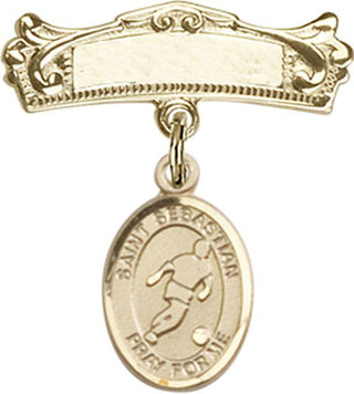 14kt Gold Filled Badge Pin St. Sebastian/Soccer Baby Badge