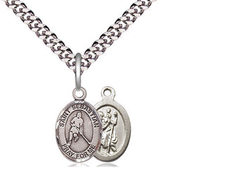 Pewter Saint Sebastian Ice Hockey Medal Religious and Catholic Jewelry