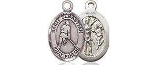 Sterling Silver Saint Sebastian Ice Hockey Medal Religious and Catholic Jewelry