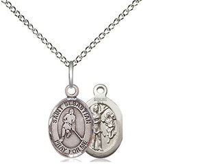 Sterling Silver Saint Sebastian Ice Hockey Medal Religious and Catholic Jewelry