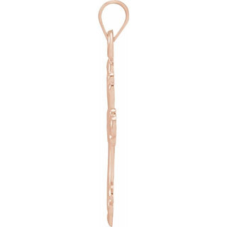 14K Rose Cross Pendant