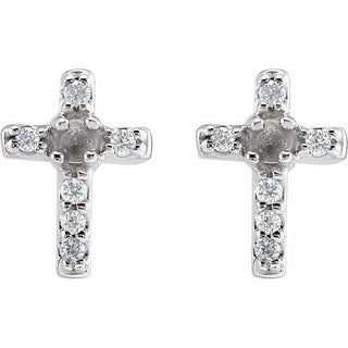 Sterling Silver 1.5 mm Round .03 CTW Natural Diamond Semi-Set Cross Earrings