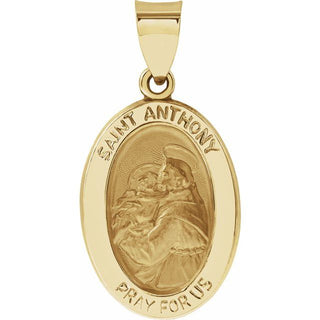 14K Yellow 19x14 mm Oval Hollow Saint Anthony Medal