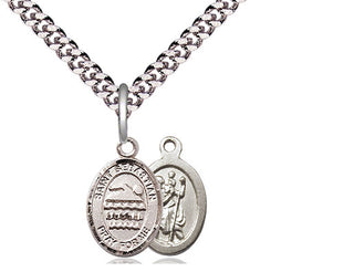 Pewter Saint Sebastian Swimming Medal Religious and Catholic Jewelry