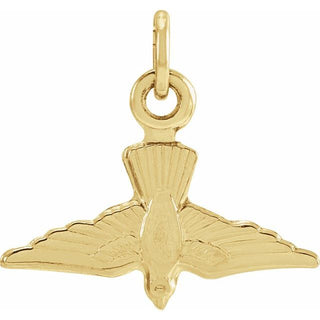 14K Yellow 14x11 mm White Dove Pendant 