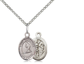 Sterling Silver Saint Sebastian Skiing Medal Religious and Catholic Jewelry