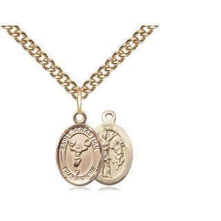 14kt Gold Filled Saint Sebastian Cheerleading Medal Religious and Catholic Jewelry