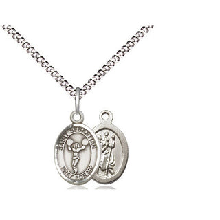 Pewter Saint Sebastian Cheerleading Medal Religious and Catholic Jewelry