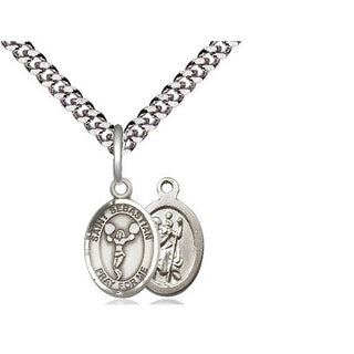 Pewter Saint Sebastian Cheerleading Medal Religious and Catholic Jewelry