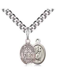 Pewter Saint Sebastian Wrestling Medal Religious and Catholic Jewelry