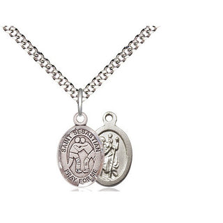 Pewter Saint Sebastian Wrestling Medal Religious and Catholic Jewelry