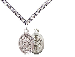 Sterling Silver Saint Sebastian Wrestling Medal Religious and Catholic Jewelry