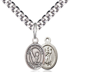 Pewter Saint Sebastian Gymnastics Medal Religious and Catholic Jewelry