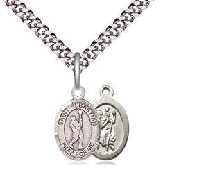 Pewter Saint Sebastian Lacrosse Medal Religious and Catholic Jewelry