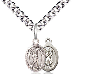 Pewter Saint Sebastian Lacrosse Medal Religious and Catholic Jewelry