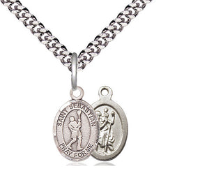 Pewter Saint Sebastian Lacrosse Medal Religious and Catholic Jewelry