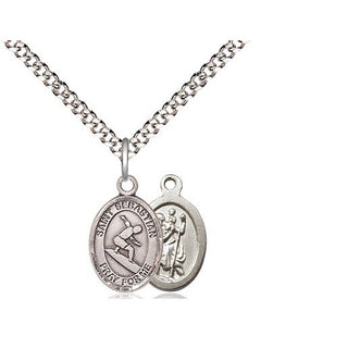 Pewter Saint Sebastian Surfing Medal Religious and Catholic Jewelry