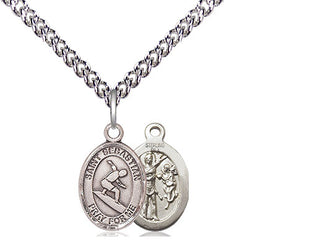 Sterling Silver Saint Sebastian Surfing Medal Religious and Catholic Jewelry