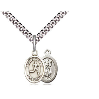 Pewter Saint Sebastian Track and Field Medal Religious and Catholic Jewelry