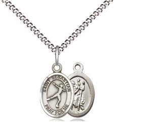 Pewter Saint Sebastian Figure Skating Medal Religious and Catholic Jewelry