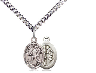 Sterling Silver Saint Sebastian Field Hockey Medal Religious and Catholic Jewelry