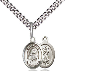 Pewter Saint Rita Baseball Medal Religious and Catholic Jewelry