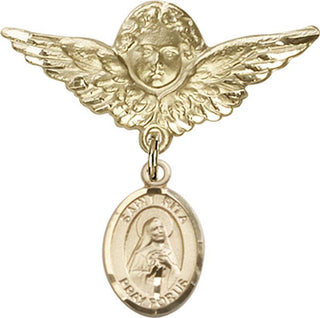 14kt Gold Large Angel w/Wings St. Rita / Baseball Baby Badge