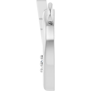 Platinum .0025 CT Natural Diamond Heart & Cross Necklace Center
