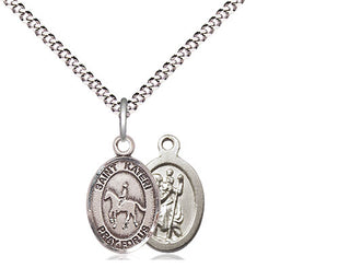 Pewter Saint Kateri Equestrian Medal Religious and Catholic Jewelry