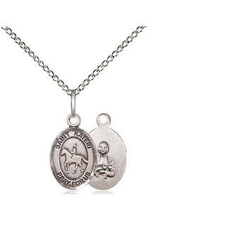 Sterling Silver Saint Kateri Equestrian Medal Religious and Catholic Jewelry