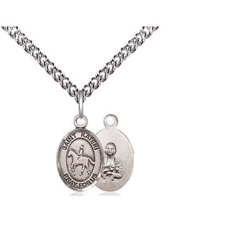 Sterling Silver Saint Kateri Equestrian Medal Religious and Catholic Jewelry
