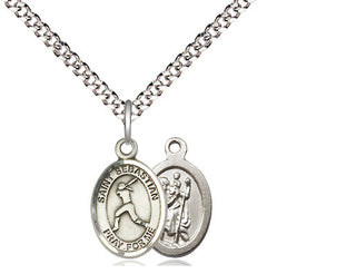 Pewter Saint Sebastian  Softball Medal Religious and Catholic Jewelry