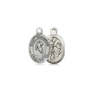 Sterling Silver Saint Sebastian Rugby Medal Religious and Catholic Jewelry
