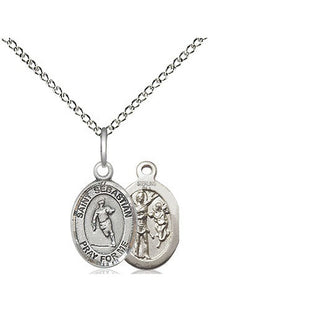 Sterling Silver Saint Sebastian Rugby Medal Religious and Catholic Jewelry
