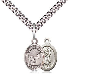 Pewter Saint Sebastian Fishing Medal Religious and Catholic Jewelry