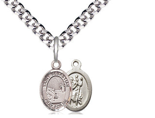Pewter Saint Sebastian Fishing Medal Religious and Catholic Jewelry