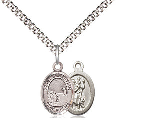 Pewter Saint Sebastian Fishing Medal Religious and Catholic Jewelry